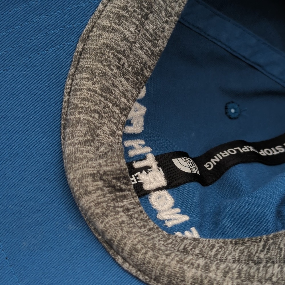 The North Face Hat Cap Horizontal Spell Out Logo Unisex Blue One Size Adjustable - Picture 11 of 16